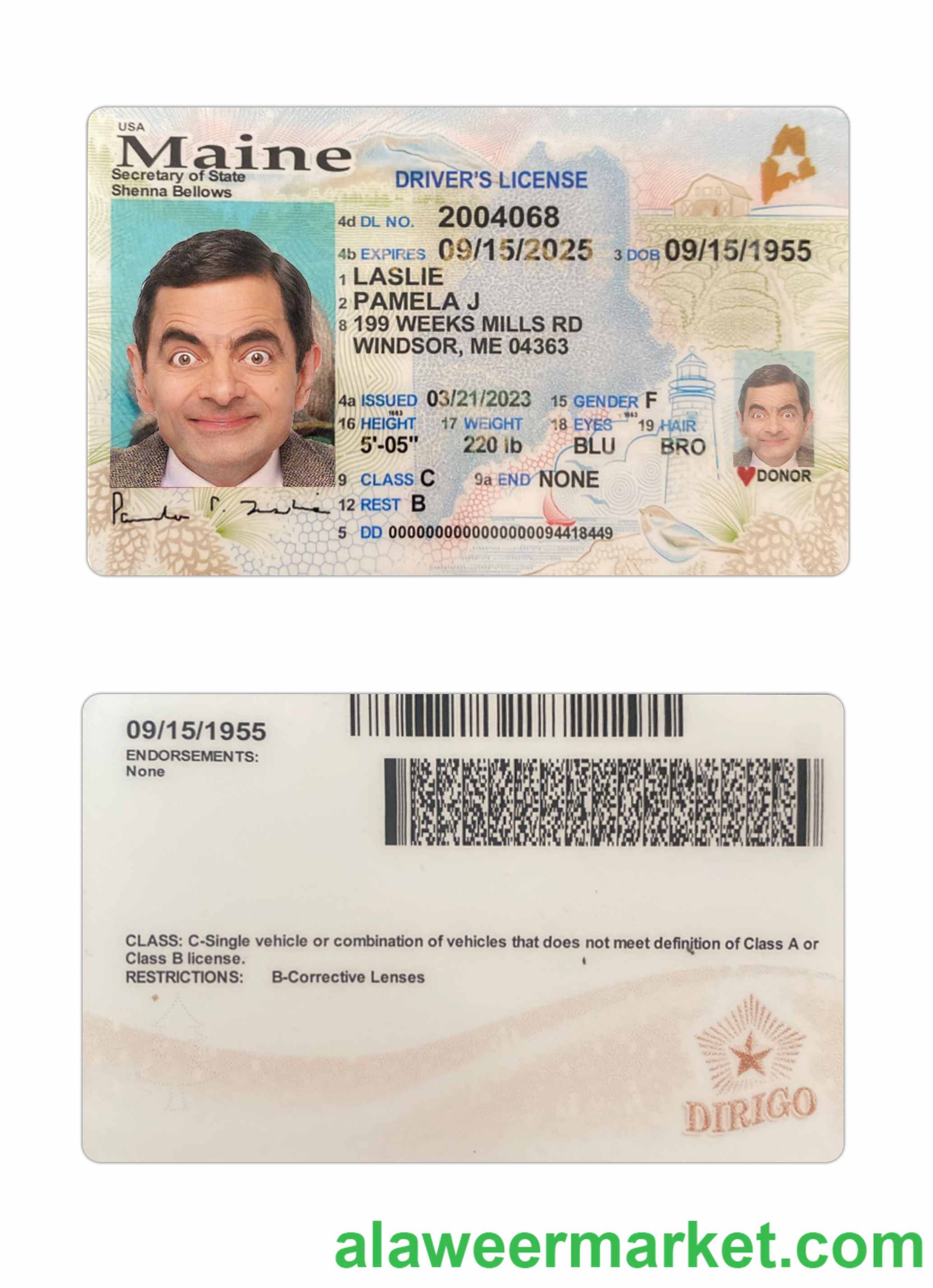 USA Maine driving license 2023-present